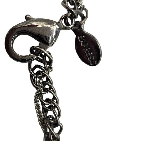 Express Gunmetal Multi-Strand Geometric Pendant Necklace with Tassels - Picture 5 of 7